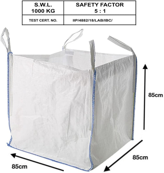 10 x FIBC Bulk Bags 1 Tonne Heavy Duty – Industrial Builder Bags for Garden Waste, Rubble, Sand, Gravel & Storage – Jumbo Sack Made from Strong Woven Polypropylene