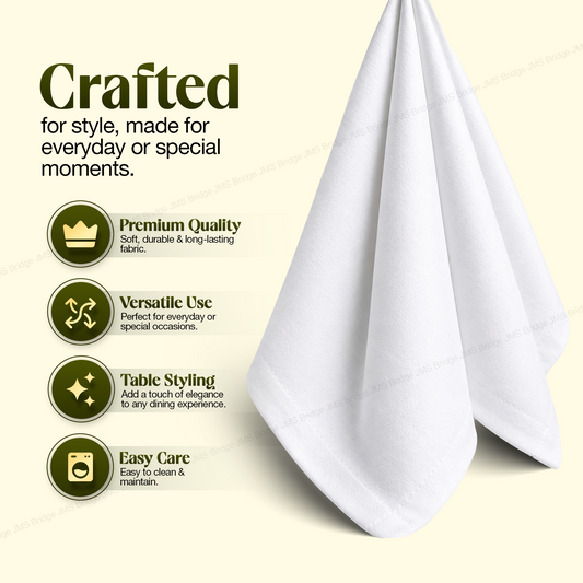 White Cotton Napkins 50x50cm | Reusable Dinner Napkins