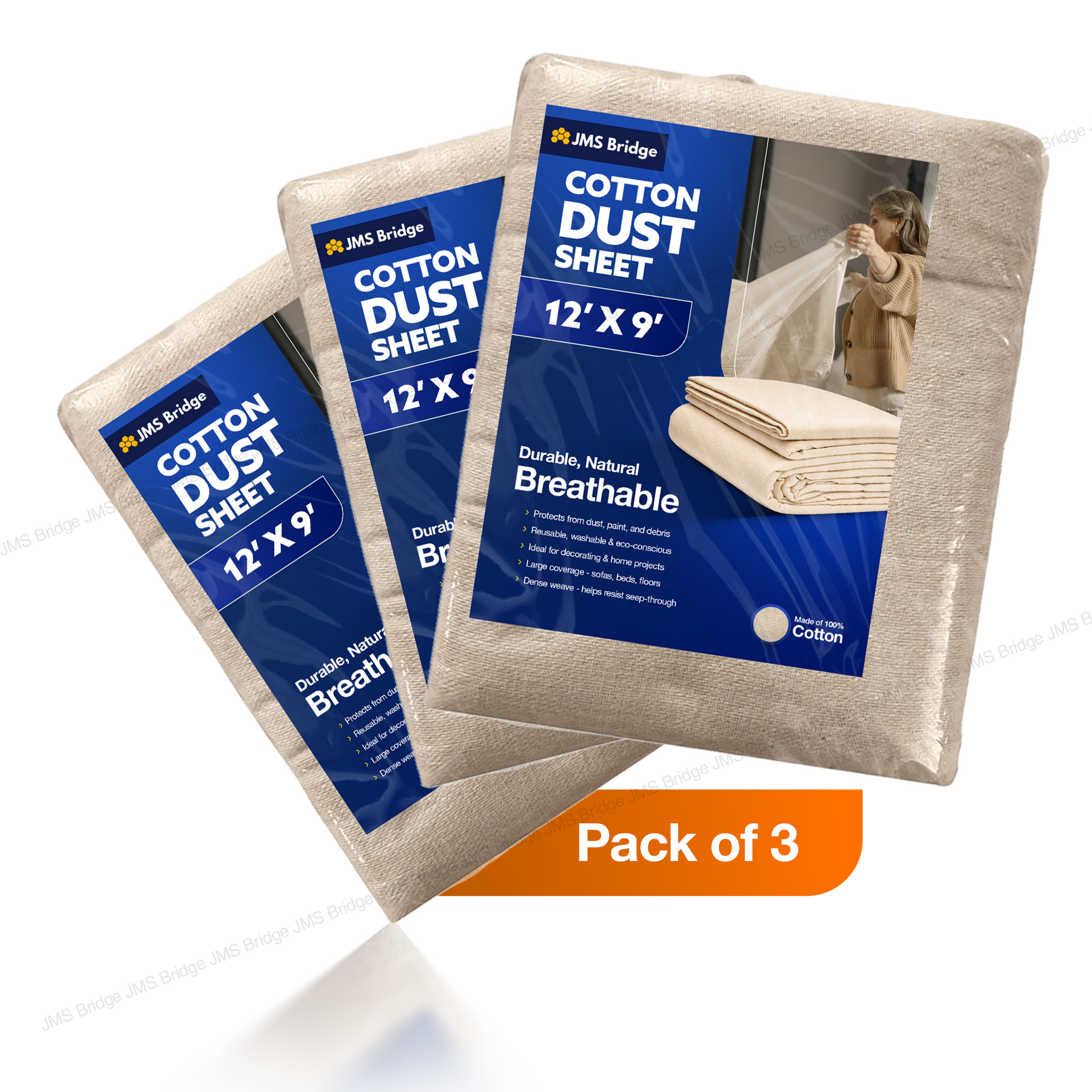 Shop professional cotton twill dust sheets, pack of 3 protection. Reusable & durable. Large 12ft x 9ft size. Ideal for painting, decorating & furniture