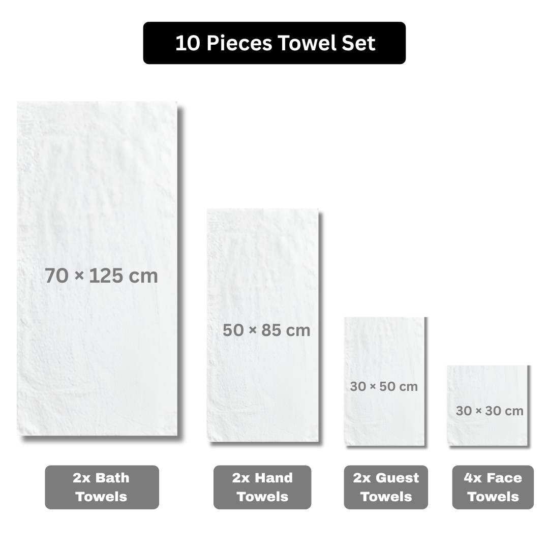 10 Piece White Towel Bale Set