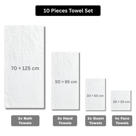 10 Piece White Towel Bale Set