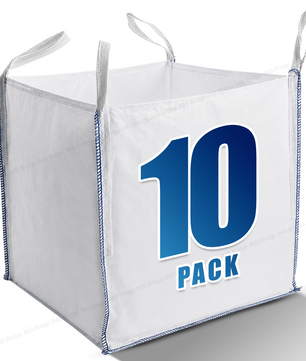 10 x FIBC Bulk Bags 1 Tonne Heavy Duty | Industrial Builders Bags for Garden Waste, Rubble, Sand & Gravel Storage | Jumbo Sacks Strong Woven Polypropylene | Pack of 10