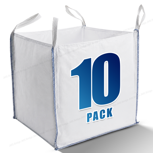 10 x FIBC Bulk Bags 1 Tonne Heavy Duty | Industrial Builders Bags for Garden Waste, Rubble, Sand & Gravel Storage | Jumbo Sacks Strong Woven Polypropylene | Pack of 10