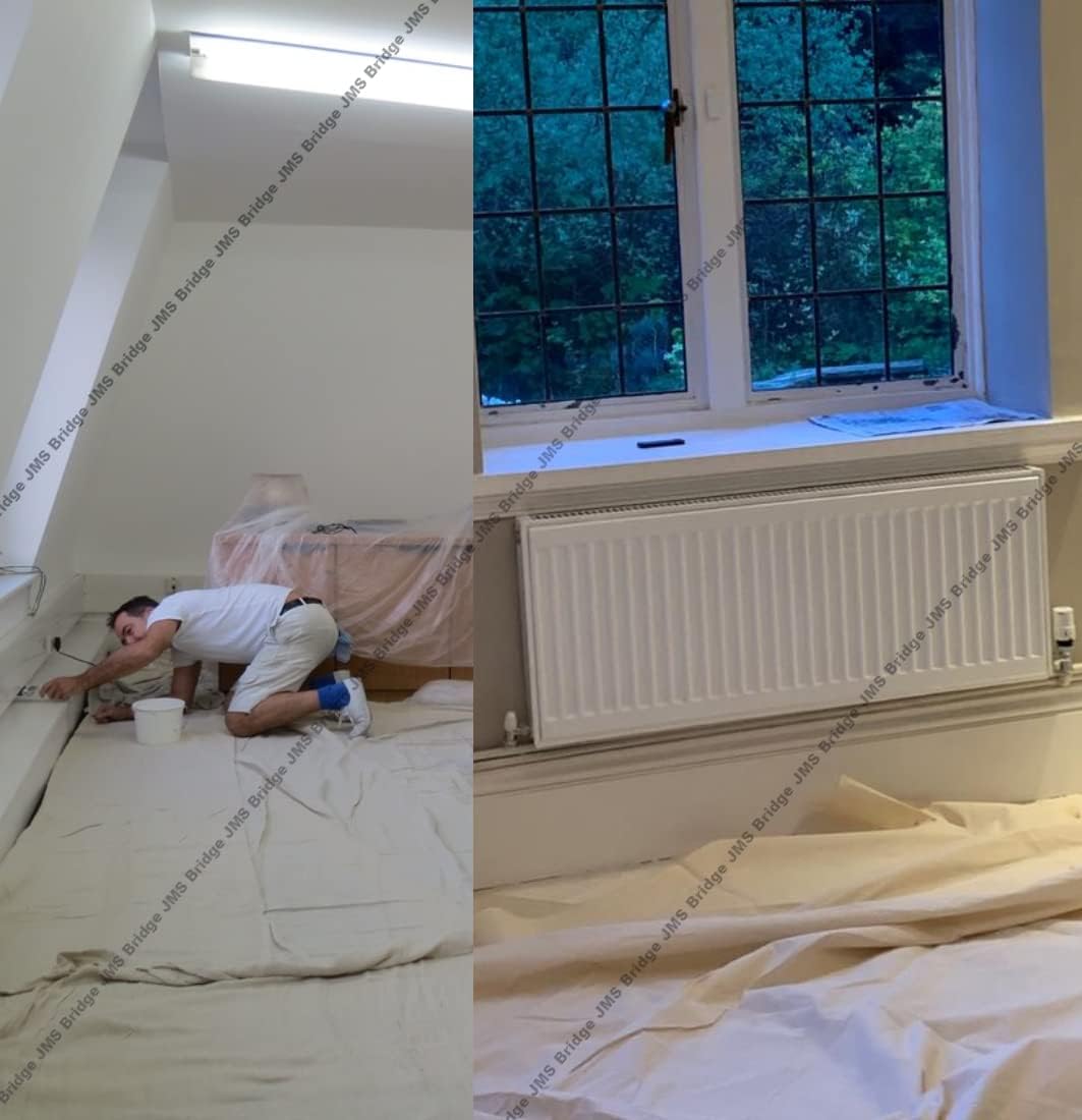 3 x Cotton Dust Sheets for Decorating, Painting, Furniture | 12ft x 9ft | Laminated Dust Sheet with Cotton Backed with Plastic Polythene Sheeting Paint Cover Sheet | Drop Cloth | (3xLT129)