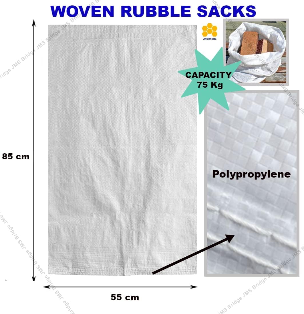 100 x NEW Woven Polypropylene Rubble Builder Sacks Bags 55 cm x 85cm / 22" x 33" Approx