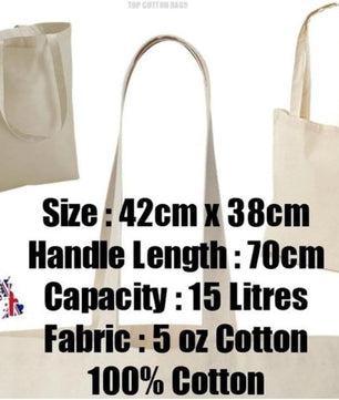 JMS Bridge 10 x Eco-Friendly Premium Natural Cotton Shopping Tote Bags - Plain Design, Perfect for Decorating and Printing