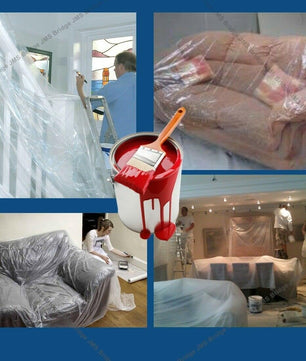 Plastic Dust Sheets Pack of 6 - Extra Large Heavy Duty Clear Polythene Sheeting (12ft x 9ft) for Painting, Decorating, and Garden Use