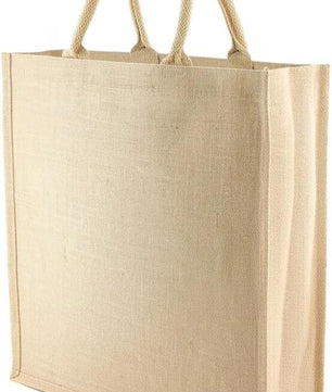 JMS Bridge 10 x Large Jute Burlap Tote Bags with Laminated Interior – Size 45cm x 39cm x 21cm – Waterproof Reusable Hessian Bags with Handles – Eco-Friendly Gift Bags for Shopping, Beach, Crafting