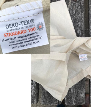 JMS Bridge 10 Cotton Bag Tote Bags, Reusable Premium Natural Cotton Shopper Bags with Long Handle; Ideal for Shopping. Can be Screen Printed, Designed and Customized. Machine Washable. (Pack of 10)