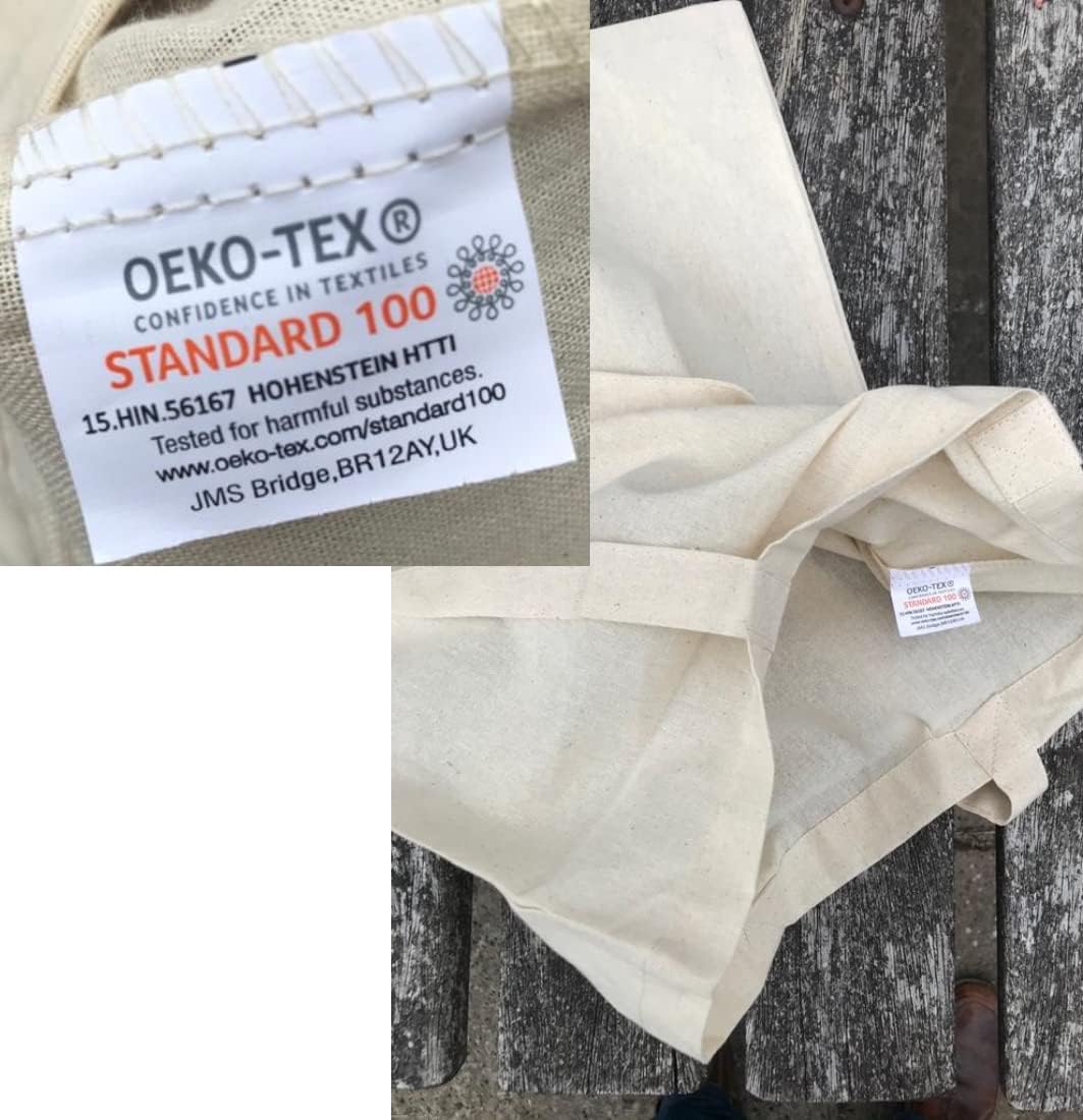 JMS Bridge 10 Cotton Bag Tote Bags, Reusable Premium Natural Cotton Shopper Bags with Long Handle; Ideal for Shopping. Can be Screen Printed, Designed and Customized. Machine Washable. (Pack of 10)