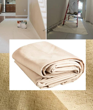 2 x Heavy Duty Canvas Dust Sheets 12ft x 9ft – Extra Strong Drop Cloth for Painting & Decorating – Washable & Reusable Paint Cover Sheets for Furniture, Floors, Stairs & Home Renovation (2xOZ6129)