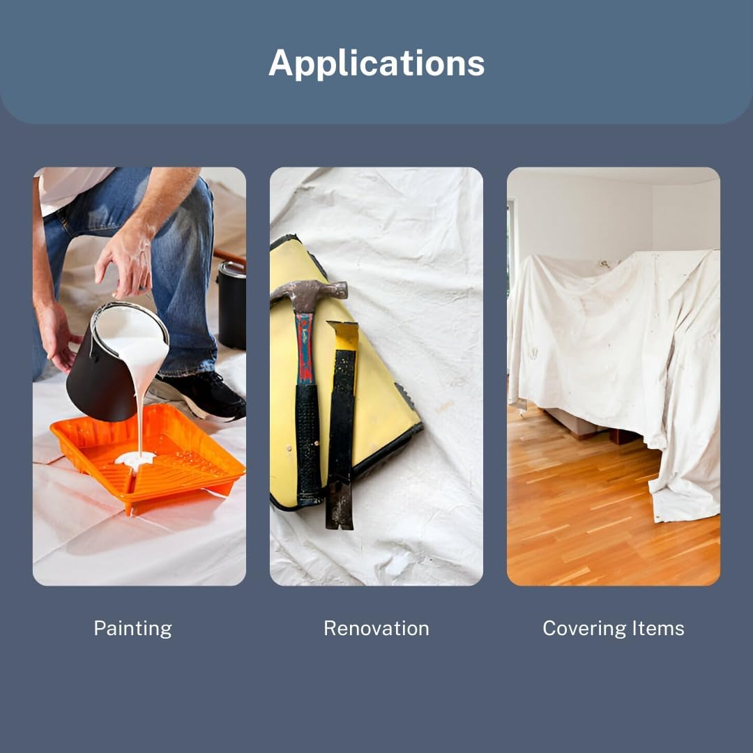 1 x Extra Large 100% Cotton Twill Dust Sheet, 12ft x 9ft, Paint Cover for Painting, Furniture, Decorators, Decorating. Large Size 3.50m x 2.60m Approx (1xCT129)