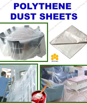 Plastic Dust Sheets Pack of 6 - Extra Large Heavy Duty Clear Polythene Sheeting (12ft x 9ft) for Painting, Decorating, and Garden Use