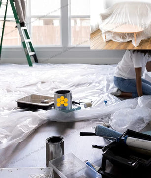 Plastic Dust Sheets Pack of 6 - Extra Large Heavy Duty Clear Polythene Sheeting (12ft x 9ft) for Painting, Decorating, and Garden Use