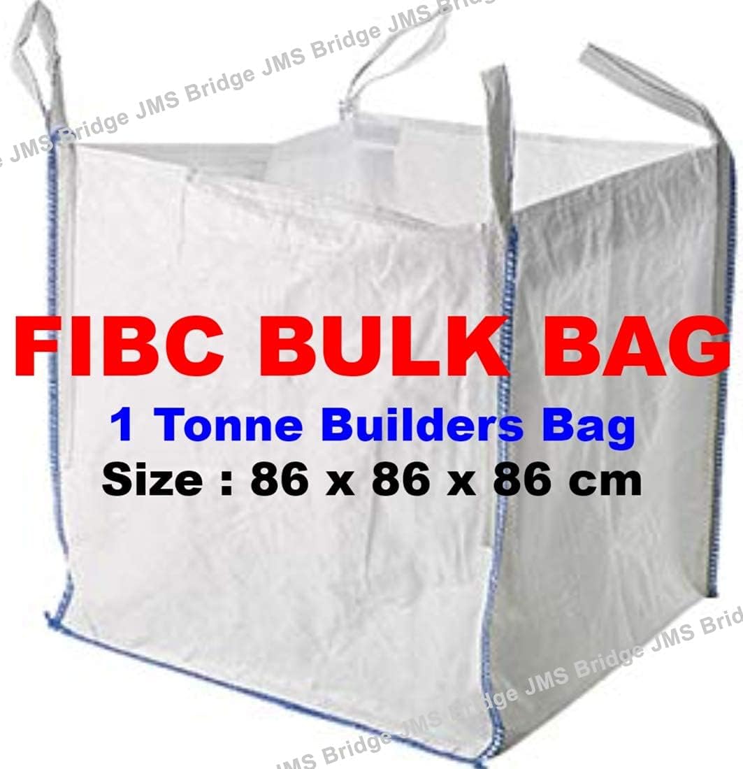 10 x FIBC Bulk Bags 1 Tonne Heavy Duty – Industrial Builder Bags for Garden Waste, Rubble, Sand, Gravel & Storage – Jumbo Sack Made from Strong Woven Polypropylene