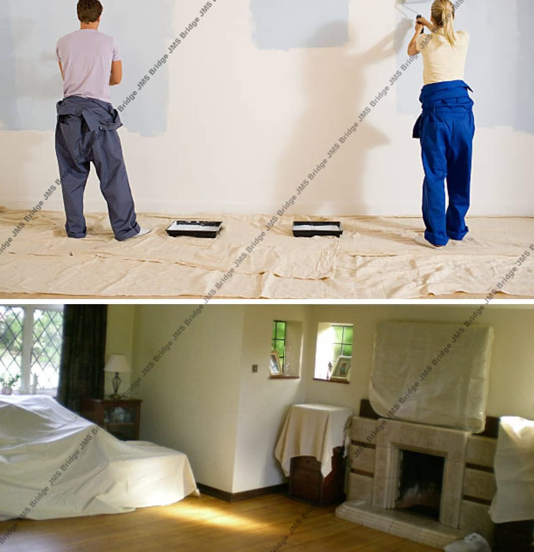 JMS Bridge 3 x DUST SHEETS 100% COTTON TWILL. Each Sheet of Size 12ft x 9ft. ***Pack of 3 Dust Sheets***