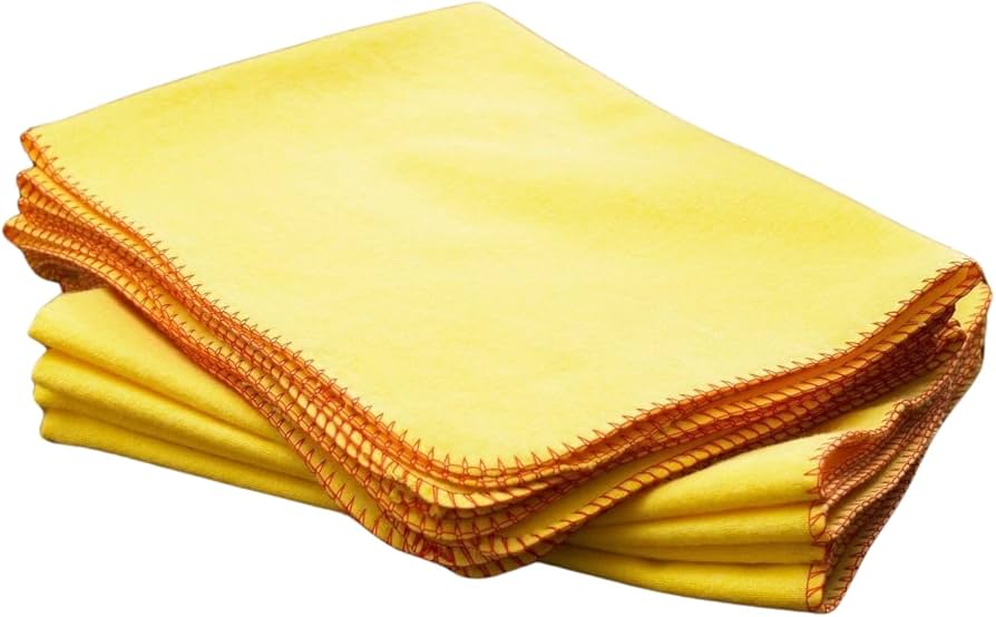 100% Cotton Yellow Dusters | Super Absorbent Lint-Free Reusable Cleaning Cloths 28x31cm I 8 Piece