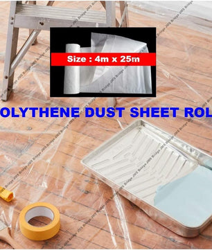 Polythene Sheeting, Dust Sheets for Decorating, Plastic Sheet, Water Proof Roll. Size: 2m x 50m.. Plastic. Ideal for Painting, Decorating, Furniture & Flooring. Dust & Water Proof (1xPDS250)