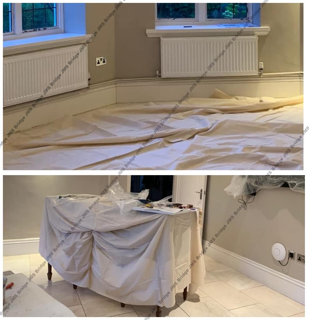 1 x Extra Large 100% Cotton Twill Dust Sheet, 12ft x 9ft, Paint Cover for Painting, Furniture, Decorators, Decorating. Large Size 3.50m x 2.60m Approx (1xCT129)