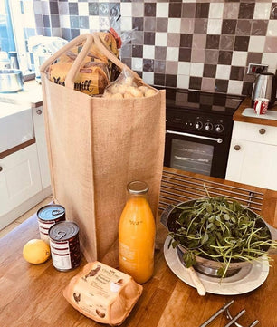 JMS Bridge 10 x Large Jute Burlap Tote Bags with Laminated Interior – Size 45cm x 39cm x 21cm – Waterproof Reusable Hessian Bags with Handles – Eco-Friendly Gift Bags for Shopping, Beach, Crafting