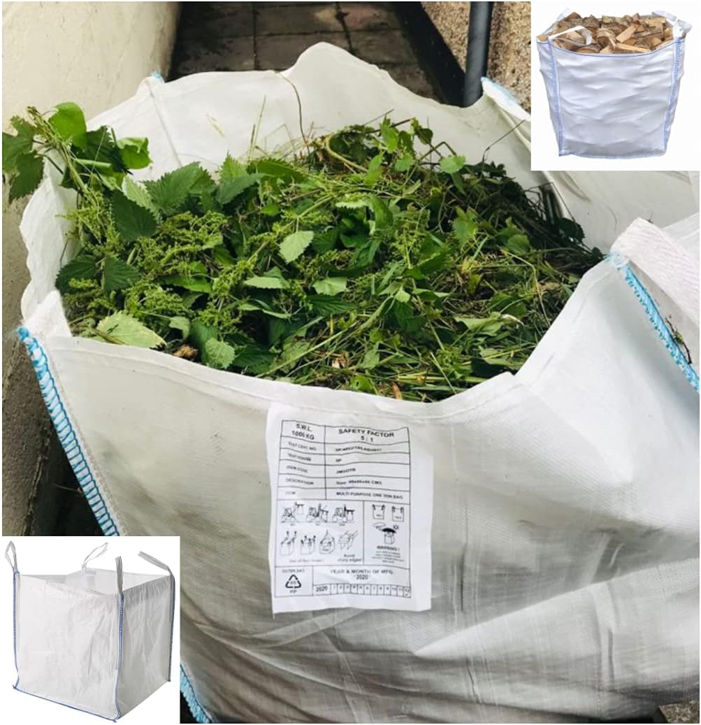 10 x FIBC Bulk Bags 1 Tonne Heavy Duty – Industrial Builder Bags for Garden Waste, Rubble, Sand, Gravel & Storage – Jumbo Sack Made from Strong Woven Polypropylene