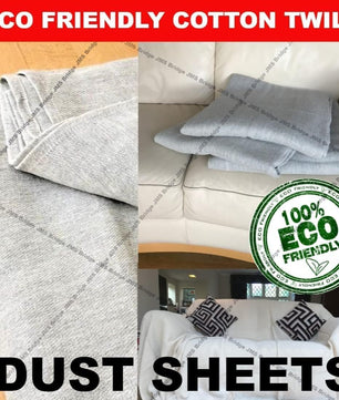 Cotton DUST Sheets for Decorating, Painting, Furniture, Doorways, Stairways. 12ft x 9ft. Five Pack. Reversible, Reusable, Multi-Purpose Uses. Ideal for Professionals (5xCH129)