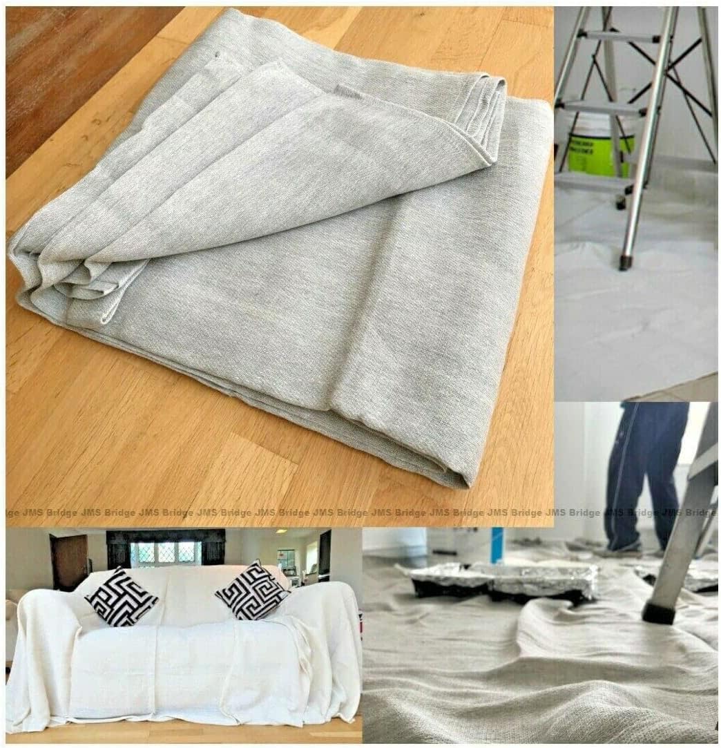 Cotton DUST Sheets for Decorating, Painting, Furniture, Doorways, Stairways. 12ft x 9ft. Five Pack. Reversible, Reusable, Multi-Purpose Uses. Ideal for Professionals (5xCH129)