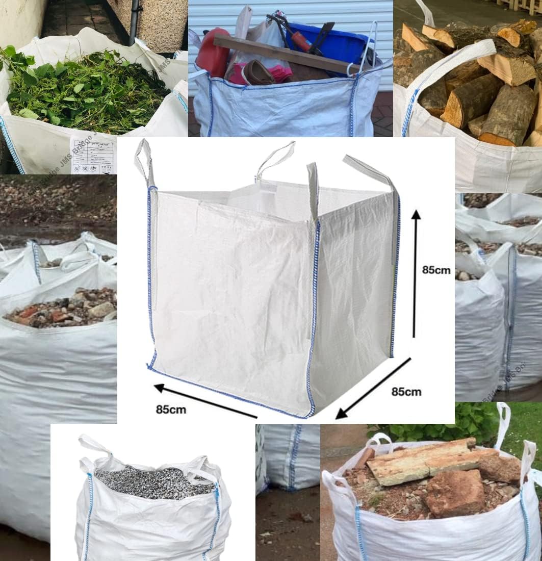 10 x FIBC Bulk Bags 1 Tonne Heavy Duty – Industrial Builder Bags for Garden Waste, Rubble, Sand, Gravel & Storage – Jumbo Sack Made from Strong Woven Polypropylene