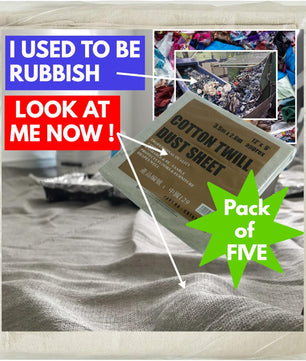 Cotton DUST Sheets for Decorating, Painting, Furniture, Doorways, Stairways. 12ft x 9ft. Five Pack. Reversible, Reusable, Multi-Purpose Uses. Ideal for Professionals (5xCH129)