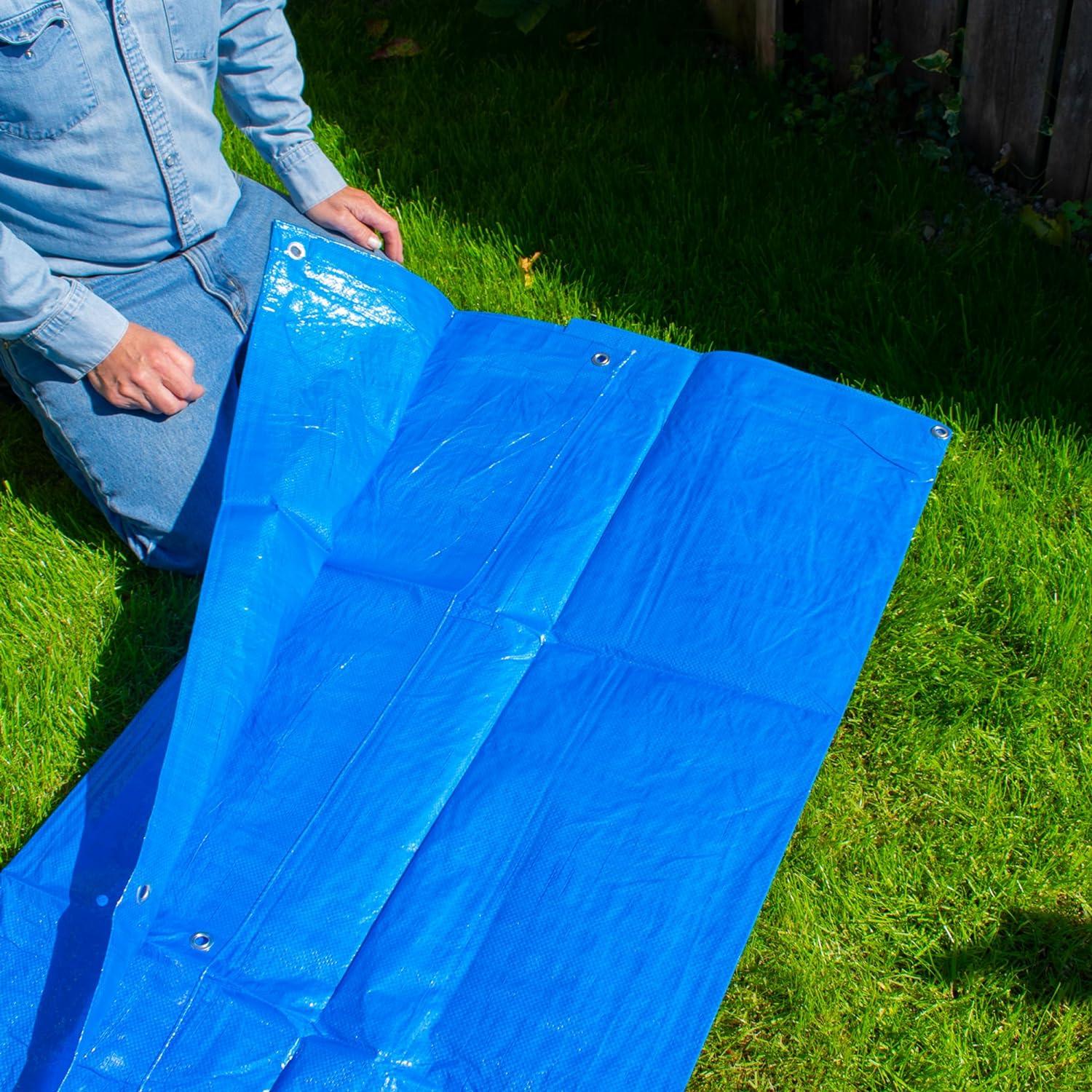Heavy Duty Blue Poly Tarp 6x4 Ft (2-Pack) – 5 Mil, Waterproof, UV Resistant – For Cars, Boats, Outdoor Cover