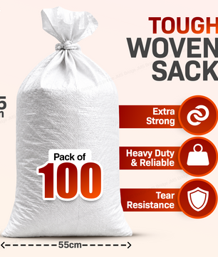 100 x NEW Woven Polypropylene Rubble Builder Sacks Bags 55 cm x 85cm / 22