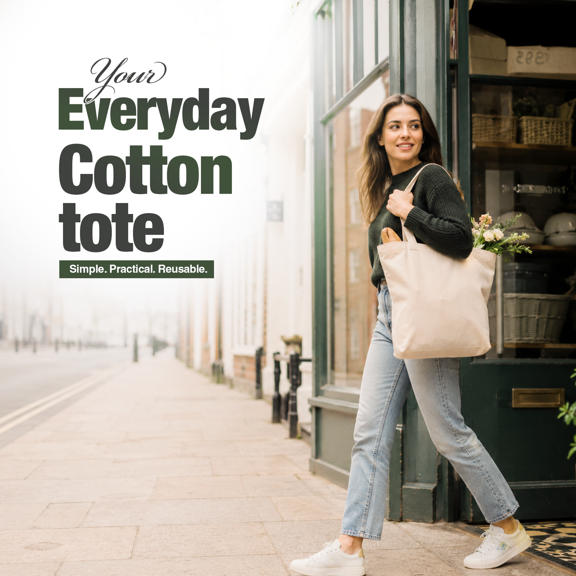Cotton Tote Bags | Black, Natural & White | Reusable Shopping Bags