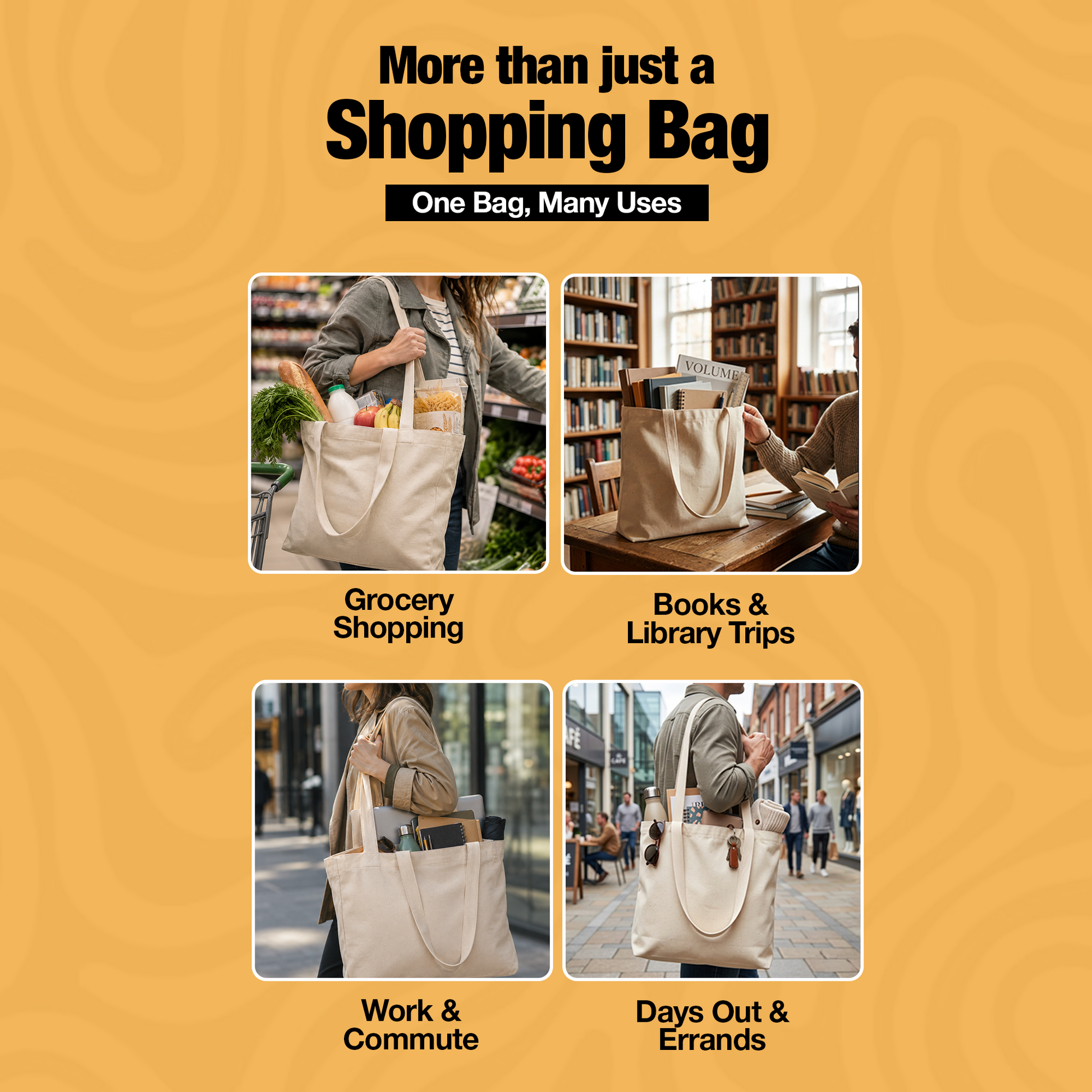 Cotton Tote Bags | Black, Natural & White | Reusable Shopping Bags