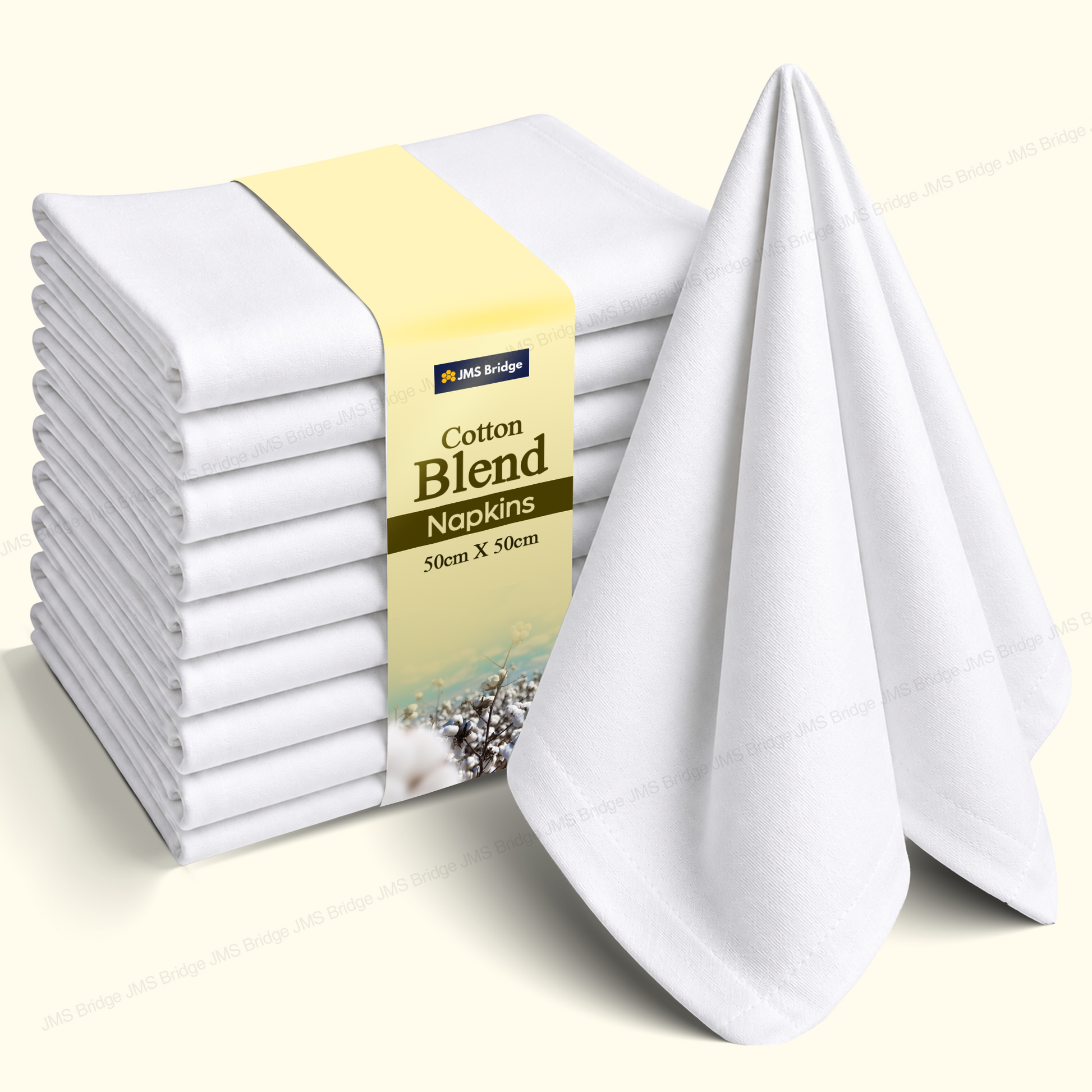White Cotton Napkins 50x50cm | Reusable Dinner Napkins