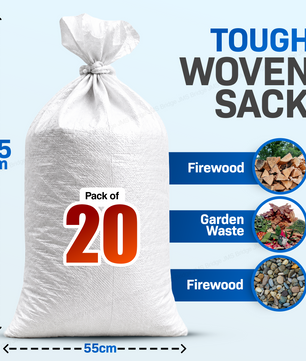20 x Woven Polypropylene Rubble Builder Bags 22 x 33
