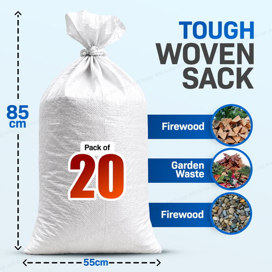 20 x Woven Polypropylene Rubble Builder Bags 22 x 33" - Heavy Duty Rubble Sacks