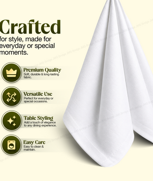 White Cotton Napkins 50x50cm | Reusable Dinner Napkins