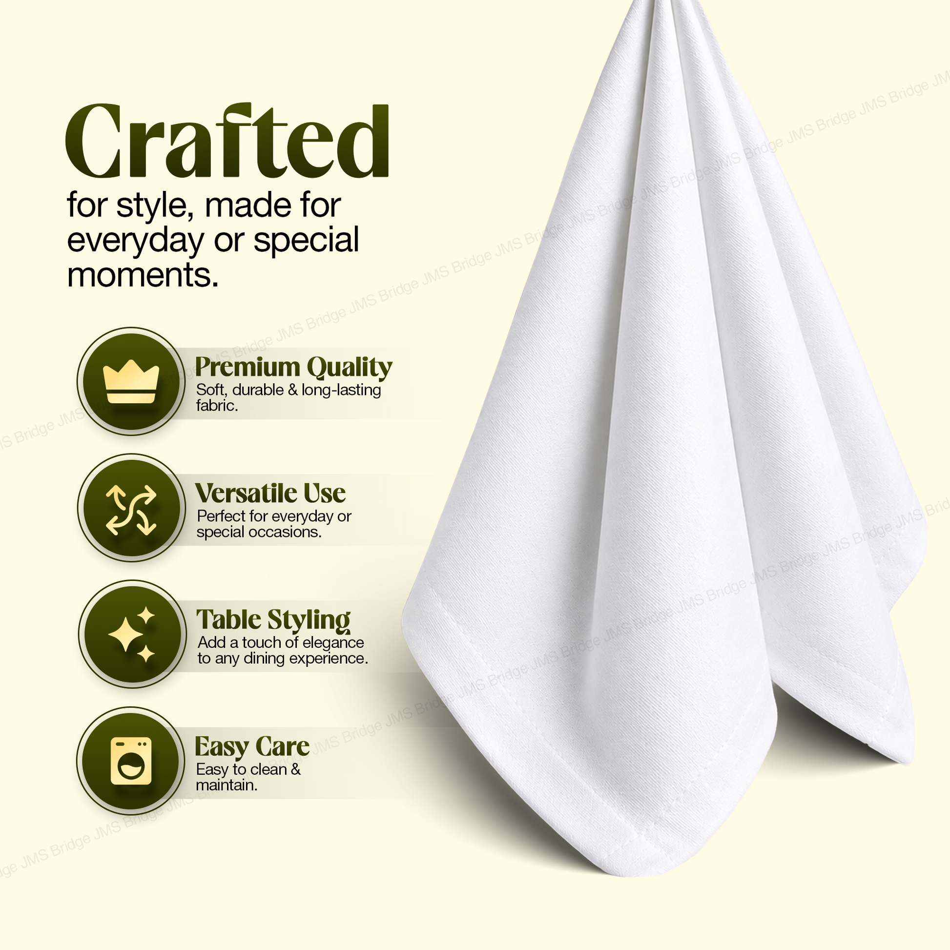 White Cotton Napkins 50x50cm | Reusable Dinner Napkins