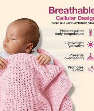 Pink Cellular Blanket 60x90cm | Soft Baby Cotton Blanket