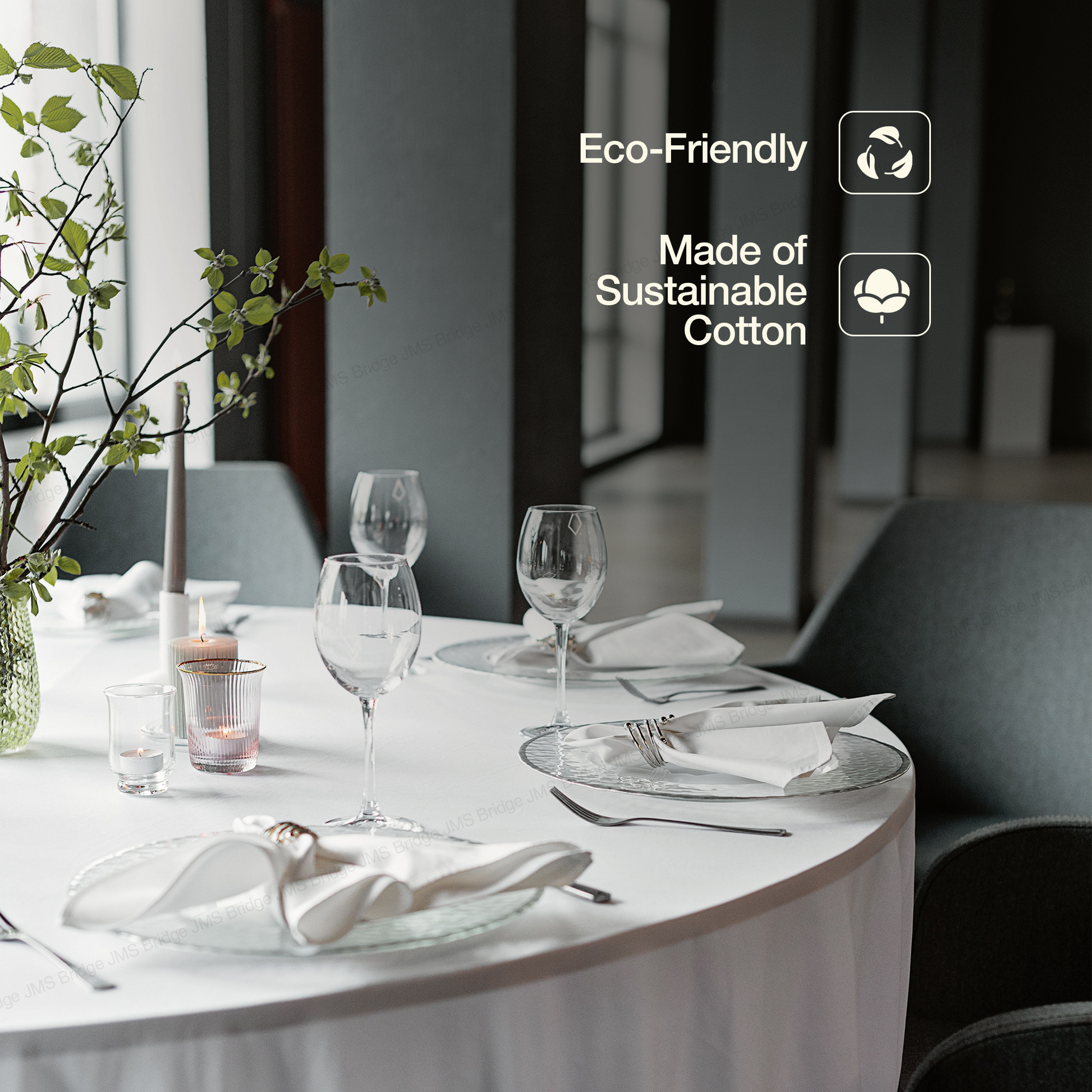 White Cotton Napkins 50x50cm | Reusable Dinner Napkins