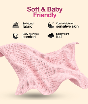 Pink Cellular Blanket 60x90cm | Soft Baby Cotton Blanket