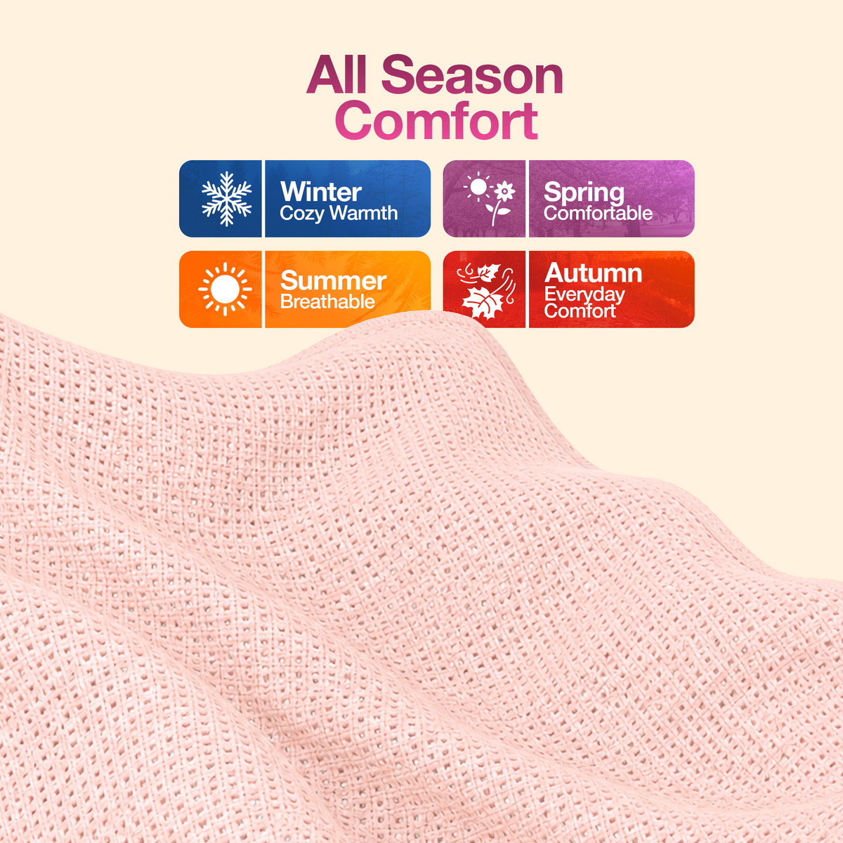 Pink Cellular Blanket 60x90cm | Soft Baby Cotton Blanket