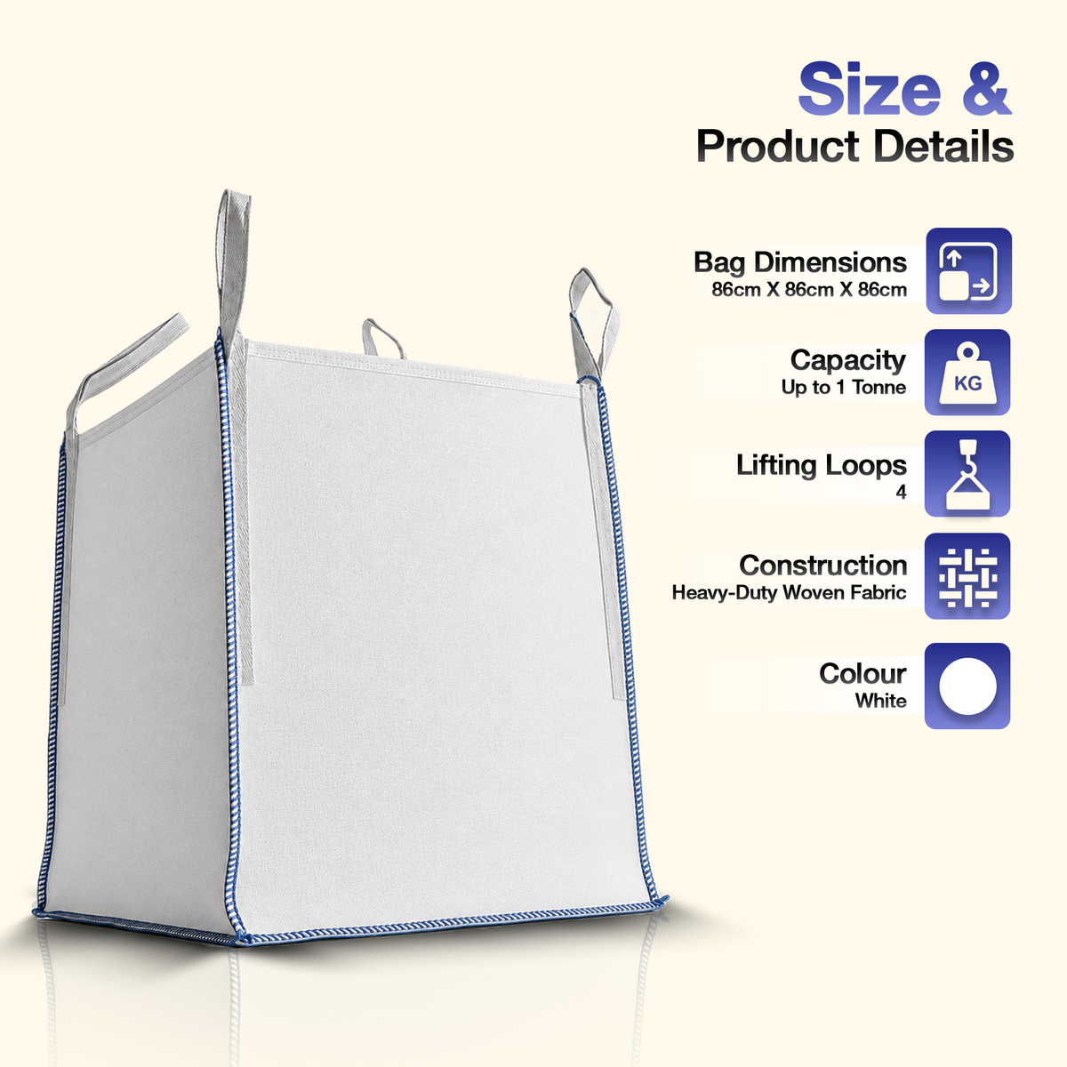 1 Tonne Bulk Bag – 1000kg Heavy Duty Builders Bag
