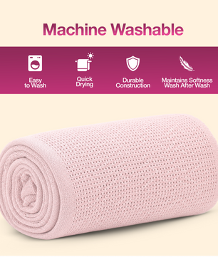 Pink Cellular Blanket 60x90cm | Soft Baby Cotton Blanket