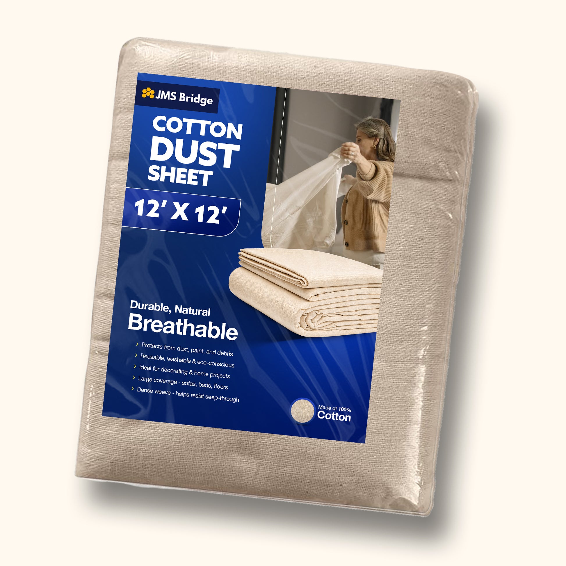 Cotton Dust Sheets: 12' x 12'