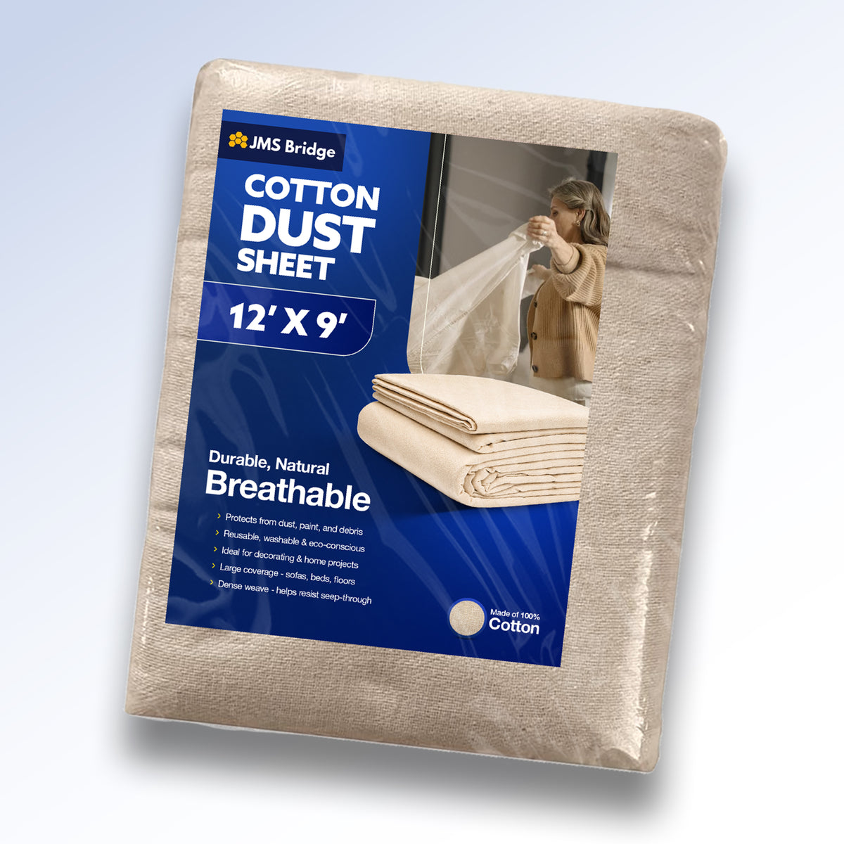 Cotton Dust Sheets: 12' x 9'