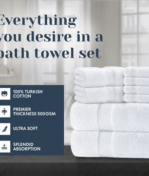 10 Piece White Towel Set | Soft & Absorbent Cotton Towels