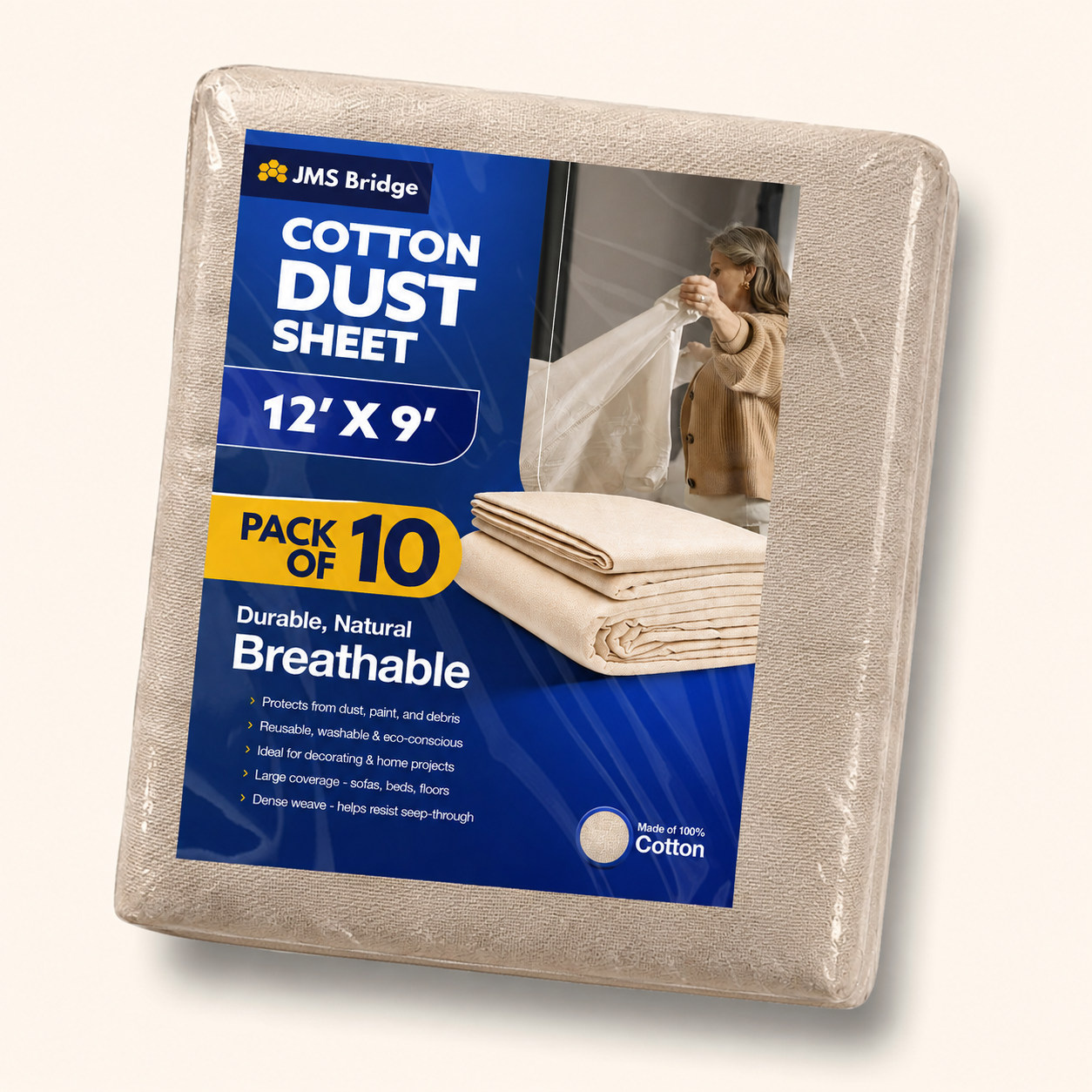 Cotton Dust Sheets: 12' x 9'