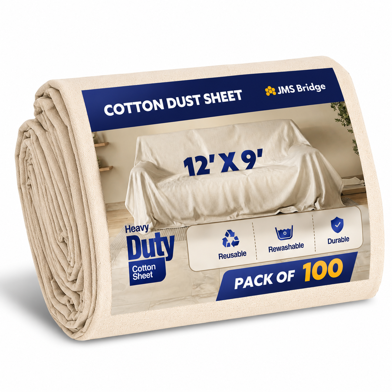 Cotton Dust Sheets: 12' x 9'