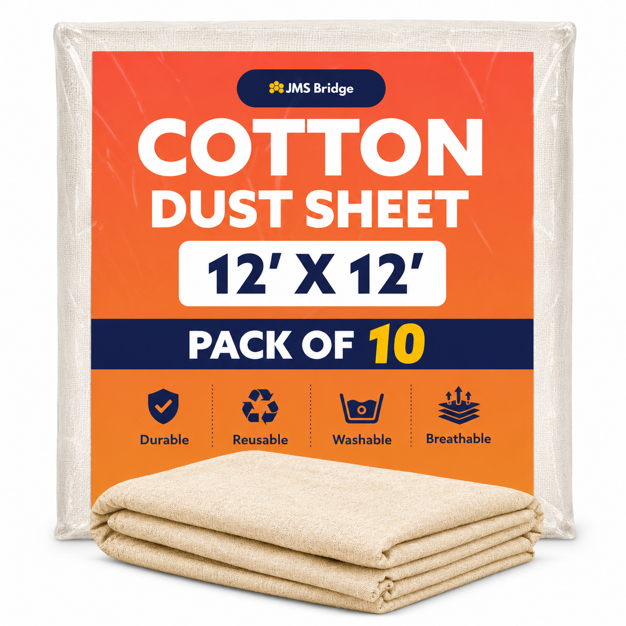 Cotton Dust Sheets: 12' x 12'